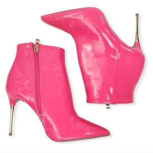 Barbie Girl Pointed Toe Gold Heel Booties Size 6